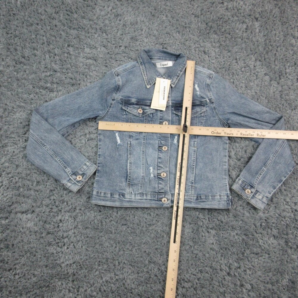 Legend Premium Denim Jacket Womens Small Light Wash Distressed NWT - Picture 2 of 16